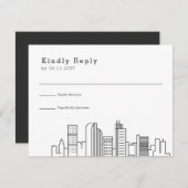 Denver, Colorado bruiloft | Gestileerde Skyline RS RSVP Kaartje (Voorkant / Achterkant)