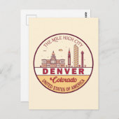 Denver Colorado City Skyline Emblem Briefkaart (Voorkant / Achterkant)