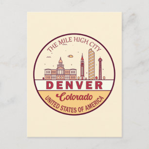 Denver Colorado City Skyline Emblem Briefkaart