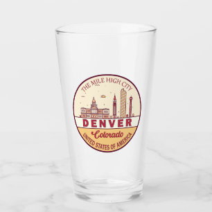 Denver Colorado City Skyline Emblem Glas