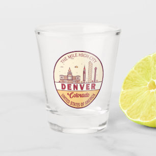 Denver Colorado City Skyline Emblem Shot Glas