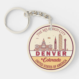 Denver Colorado City Skyline Emblem Sleutelhanger