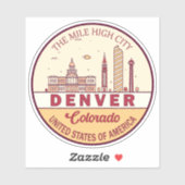 Denver Colorado City Skyline Emblem Sticker (Vel)