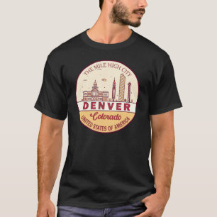 Denver Colorado City Skyline Emblem T-shirt