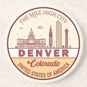 Denver Colorado City Skyline Emblem Zandsteen Onderzetter
