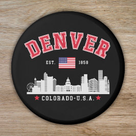 Denver Colorado Cityscape Design Magneet