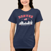 Denver Colorado Cityscape Design Tri-Blend Shirt (Voorkant)