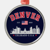 Denver Colorado Cityscape View Metalen Ornament (Voorkant)