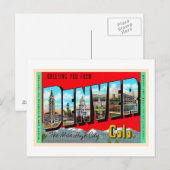 Denver Colorado CO Briefkaart met grote letters (Voorkant / Achterkant)