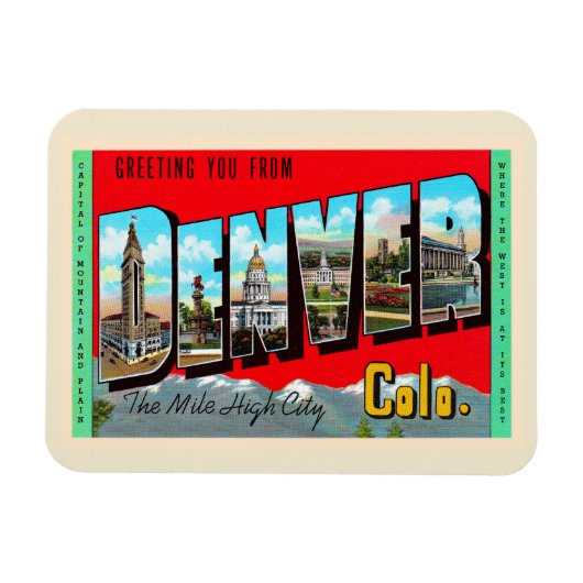 Denver Colorado CO  Briefkaart met grote letters Magneet (Horizontaal)