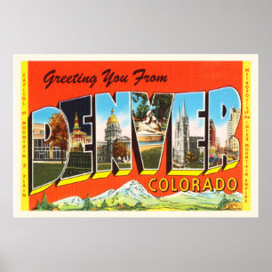 Denver Colorado CO Old Vintage Travel Souvenir Poster