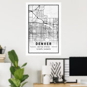 Denver Colorado CO USA City Travel City Map Poster (Thuiskantoor)