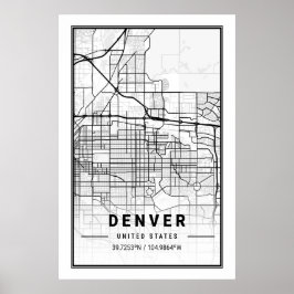 Denver Colorado CO USA City Travel City Map Poster