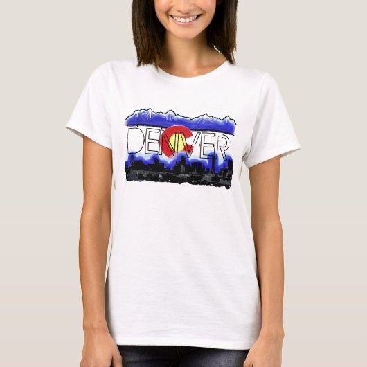 Denver Colorado damskyline T-shirt (Voorkant)