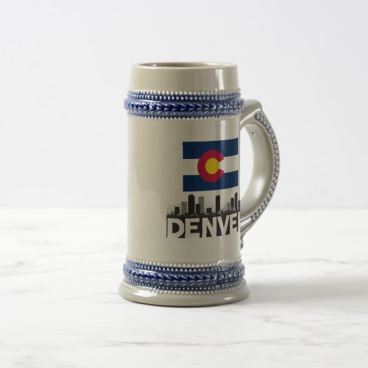 Denver Colorado Flag Skyline Bierpul (Voorkant rechts)