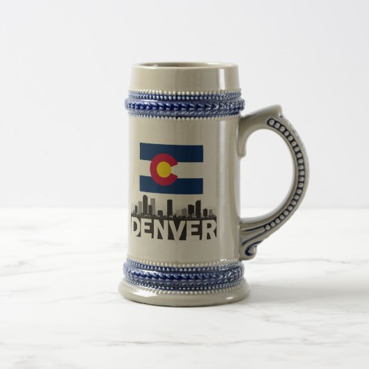 Denver Colorado Flag Skyline Bierpul (Rechts)