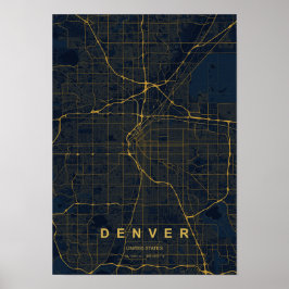Denver Colorado gestileerde kaartprint Poster