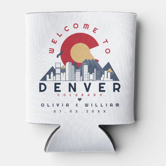 Denver Colorado gestileerde skyline welkom bruilof Blikjeskoeler (Voorkant)