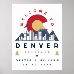 Denver Colorado gestileerde skyline welkom bruilof Poster