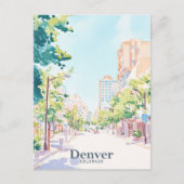Denver Colorado Gouache Verf Illustratie Reizen Briefkaart (Voorkant)