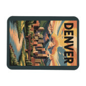 Denver Colorado Illustratie Sunset Travel Art Magneet (Horizontaal)