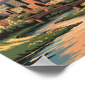 Denver Colorado Illustratie Sunset Travel Art Poster (Hoek)