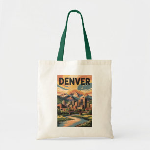 Denver Colorado Illustratie Zonsondergang Reis Kun Tote Bag