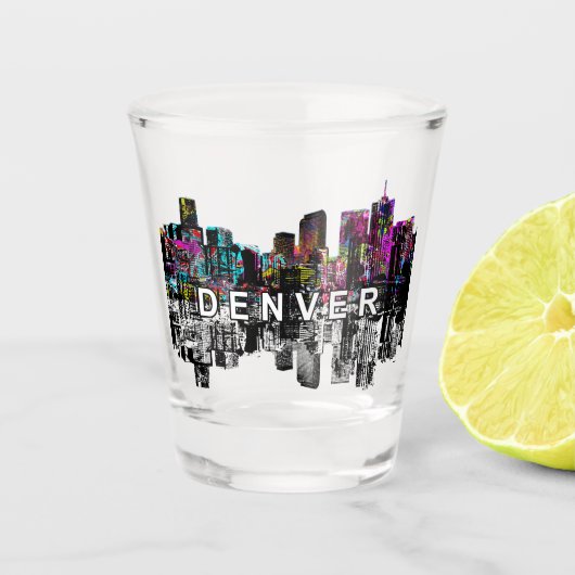 Denver, Colorado in graffiti Shot Glass Shot Glas (Voorkant)