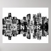 Denver, Colorado in zwart-wit Poster (Voorkant)