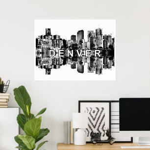 Denver, Colorado in zwart-wit Poster