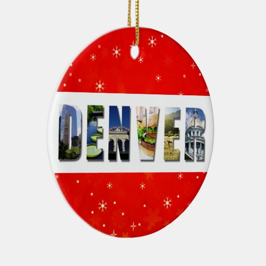 Denver Colorado-kerstreisfoto Keramisch Ornament (Rechts)