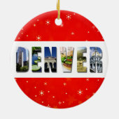 Denver Colorado-kerstreisfoto Keramisch Ornament (Achterkant)