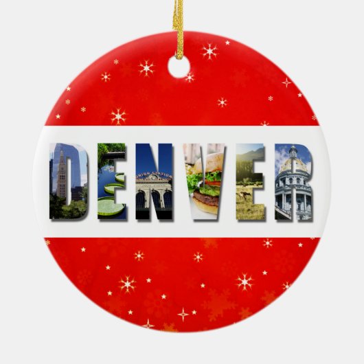 Denver Colorado-kerstreisfoto Keramisch Ornament (Achterkant)