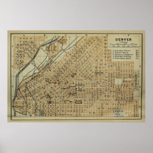 Denver Colorado Map (1904) Poster