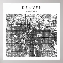 Denver Colorado Minimal Modern Street Map Poster