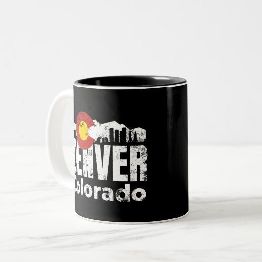 Denver Colorado Mountains Tweekleurige Koffiemok (Voorkant links)