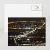 Denver Colorado op het Briefkaart van Night (Voorkant / Achterkant)