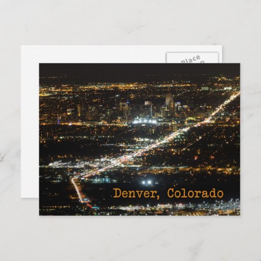 Denver Colorado op het Briefkaart van Night (Voorkant / Achterkant)