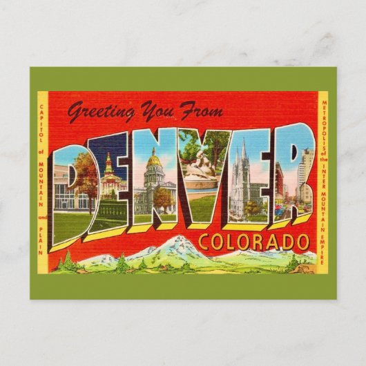Denver Colorado Oude Ansichtkaart Briefkaart (Voorkant)