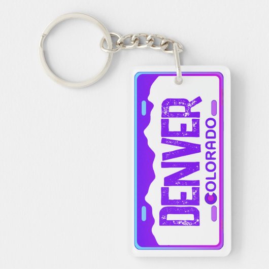 Denver Colorado paarse licentie bord sleutelhanger (Voorkant)