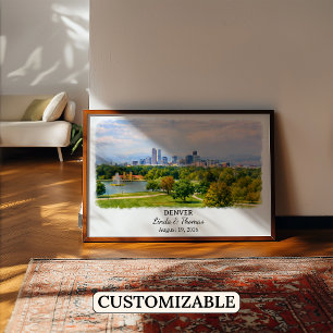 Denver Colorado Poster, Aquarel, Op Maat Poster