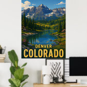 Denver Colorado Reis Cadeau Poster (Thuiskantoor)