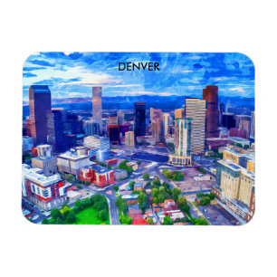 Denver Colorado  Retro Travel Waterverf Magneet