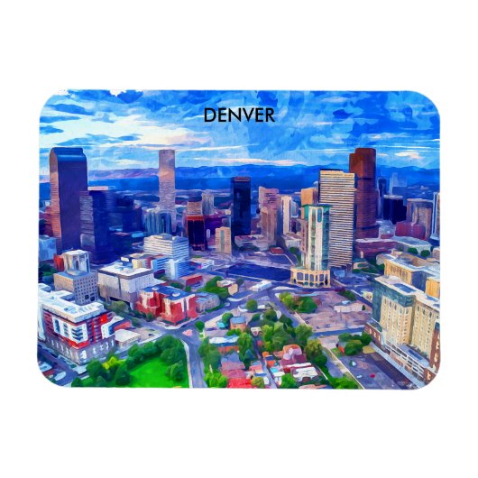 Denver Colorado  Retro Travel Waterverf Magneet (Horizontaal)
