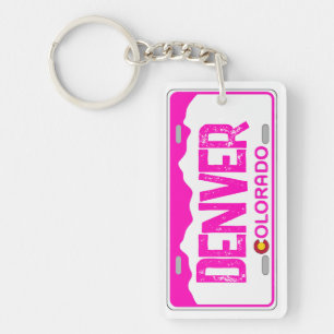 Denver Colorado roze bord sleutelhanger