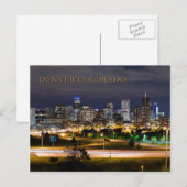 Denver, Colorado 's nachts Briefkaart (Voorkant / Achterkant)