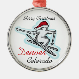 Denver Colorado santa skier pet ornament