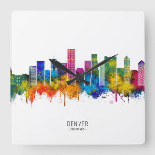 Denver Colorado Silhouet Vierkante Klok