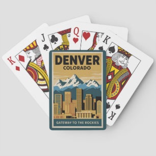 Denver Colorado Silhouette Reis Kunst Vintage Pokerkaarten
