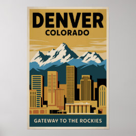 Denver Colorado Silhouette Reis Kunst Vintage Poster